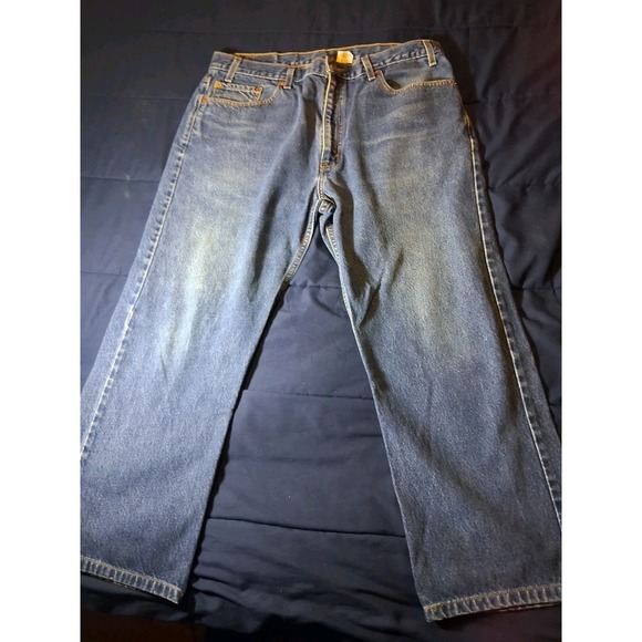 Vintage 90s Levis 505 Jeans 38x30 - Dark Wash Straight Leg Blue Faded Relaxed - Picture 1 of 7